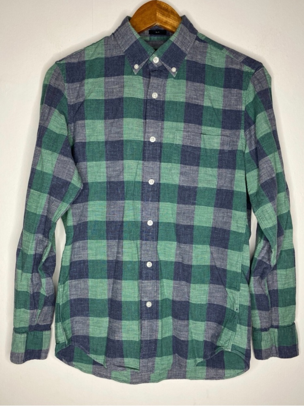 J. Crew Homespun Slim Fit Buffalo Check Button Down Shirt Men’s Medium Green